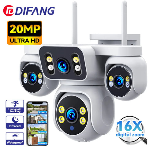 20MP Auto Tracking Wireless CCTV Four Lens Camera Network PTZ  Outdoor Supervisory  Wifi 360 Intelligence Security Camera-1