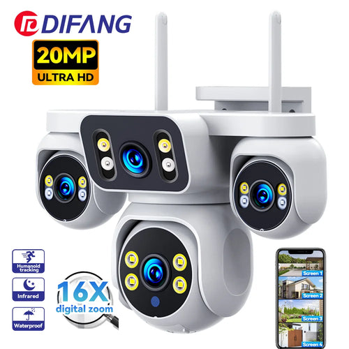 20MP Auto Tracking Wireless CCTV Four Lens Camera Network PTZ  Outdoor Supervisory  Wifi 360 Intelligence Security Camera-0